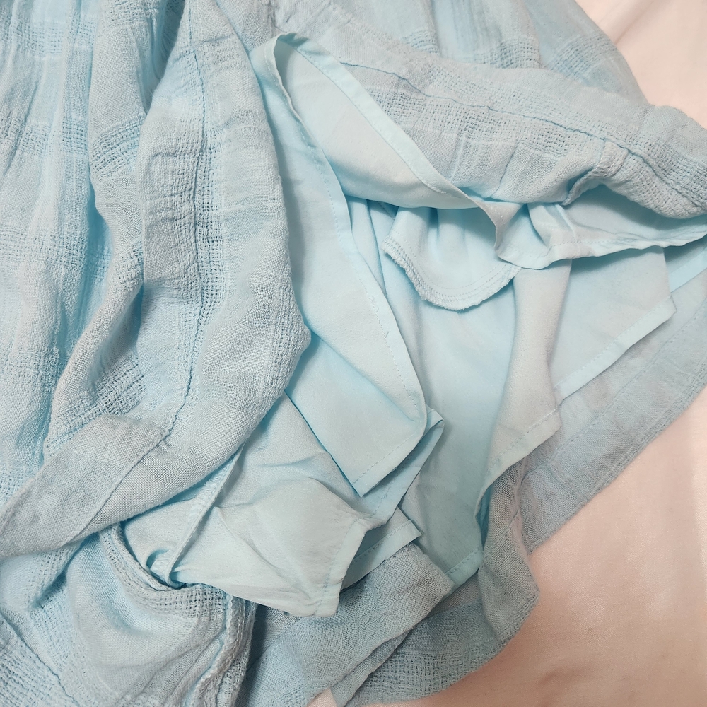 American Eagle Babydoll Romper Shorts Dress Womens Small Sky Blue Halter Beach - Picture 16 of 16